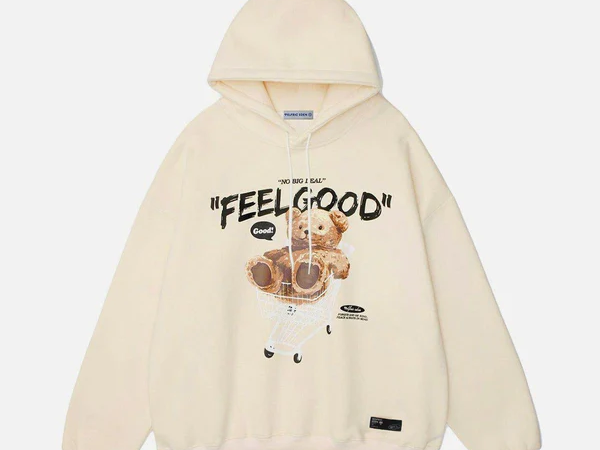 Aelfric Eden Bear Shopping Cart Print BEIGE Hoodie