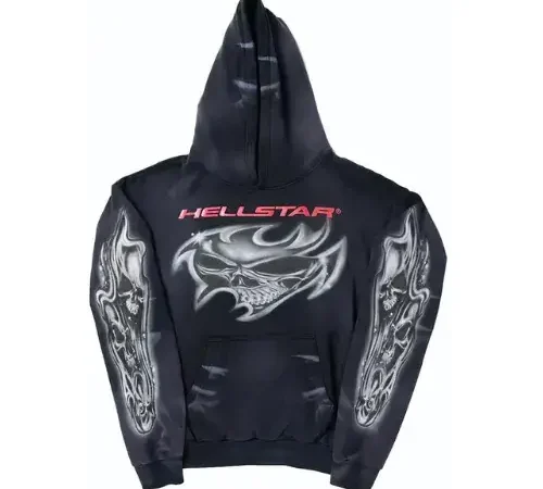 Hellstar Airbrushed Skull Black Hoodie 1