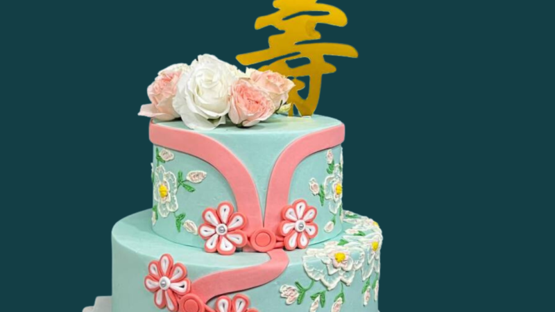 Cheong-Sam-Flower-Painted-Cake