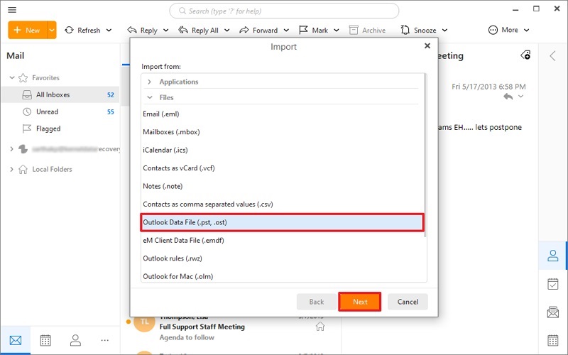 02 choose outlook data file option choose